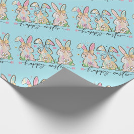 Papel De Regalo Colorful Easter Bunnies with Bows