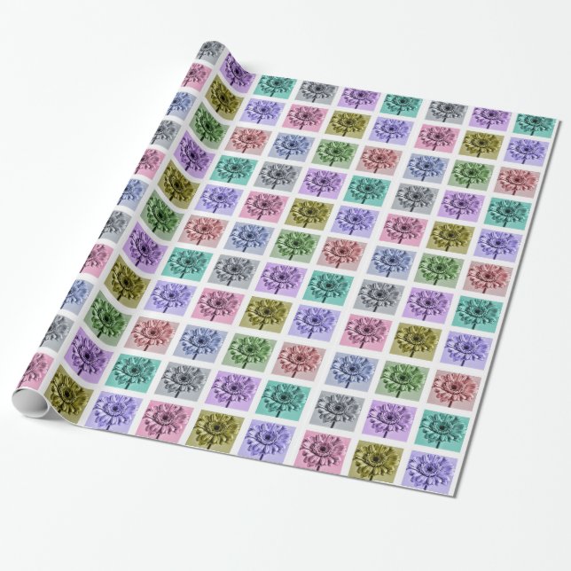 Papel De Regalo Colorful Flower Pop Art Pattern (Desenrollado)