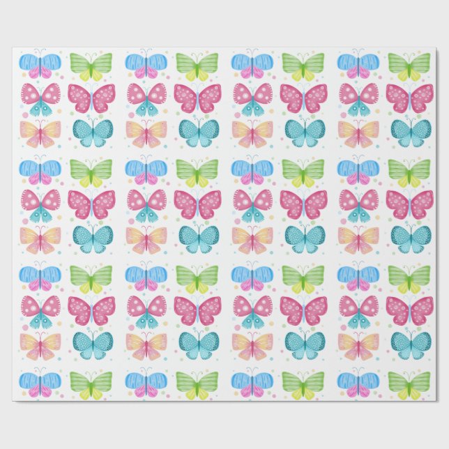 Papel De Regalo Colorful Flutter Friends (Superficie plana)