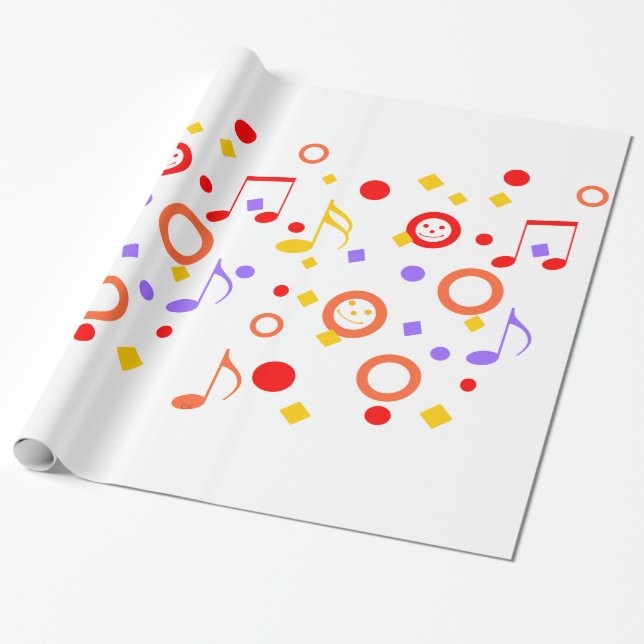 Papel De Regalo Colorful Music Notes (Desenrollado)