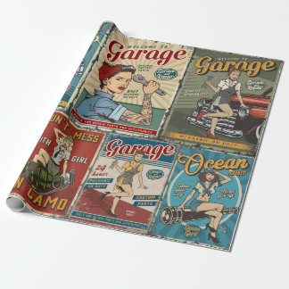 Papel De Regalo Colorful pin up posters collection with garage rep