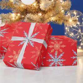 Papel De Regalo Colorful Snowflake Christmas Wrapping Paper - Red,