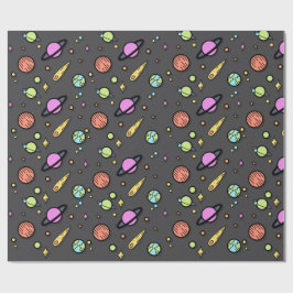 Papel De Regalo Colorful Space Doodle Wrapping Paper
