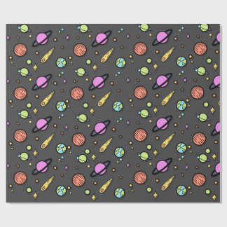 Papel De Regalo Colorful Space Doodle Wrapping Paper