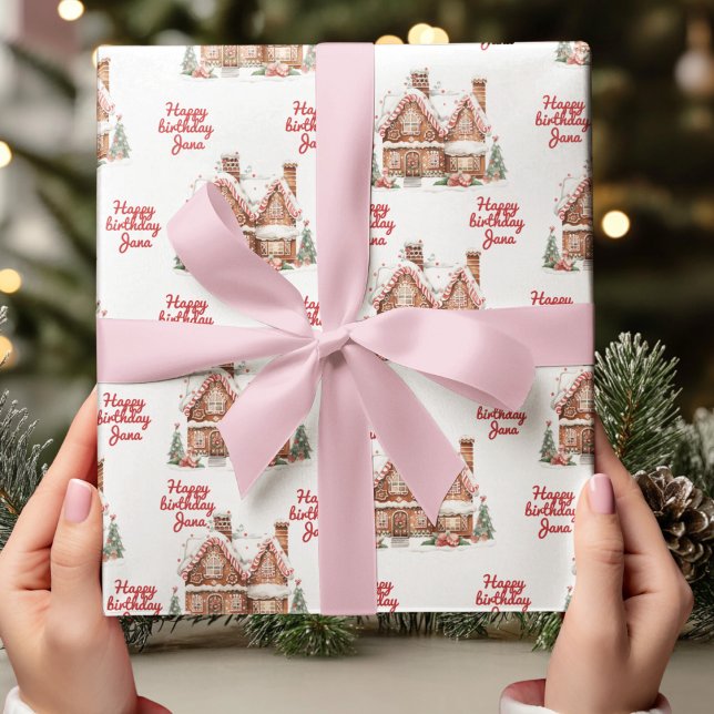 Papel De Regalo Colorida Casa de Gingerbread Feliz Cumpleaños (Subido por el creador)