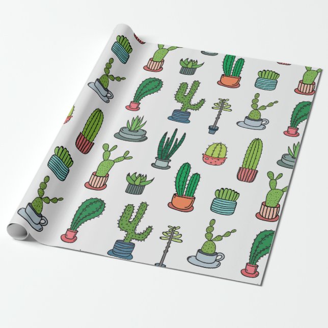 Papel De Regalo Colorida colección Cacti (Desenrollado)