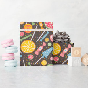 Papel De Regalo Colorida explosión de golosinas Lollipop Naranja a