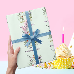 Papel De Regalo Colorida flor silvestre Floral acuarela Cumpleaños