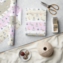 Papel De Regalo Colorida Navidad Tierra Maravillosa de Invierno