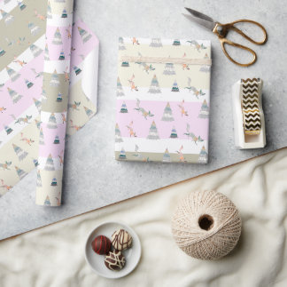 Papel De Regalo Colorida Navidad Tierra Maravillosa de Invierno