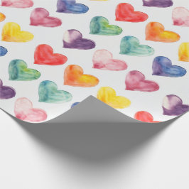 Papel De Regalo Coloridas acuarelas Corazones de regalo