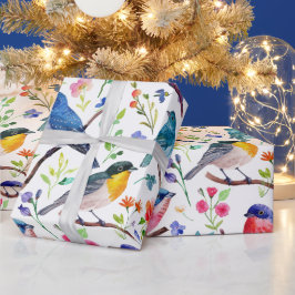 Papel De Regalo Coloridas acuarelas y flores