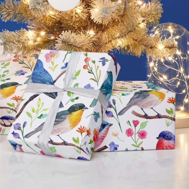 Papel De Regalo Coloridas acuarelas y flores (Vacaciones)