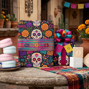 Papel De Regalo Coloridas Catrinas Bailarinas del Día de los Muert