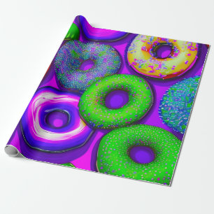 Papel De Regalo Coloridas Donuts Purple