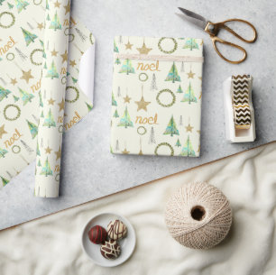 Papel De Regalo Coloridas estrellas doradas Patrón de acuarela de 