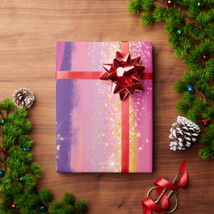 Papel De Regalo Coloridas franjas arcoiris con Purpurina de oro fa