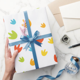 Papel De Regalo Coloridas huellas de dinosaurios Fiesta de cumplea