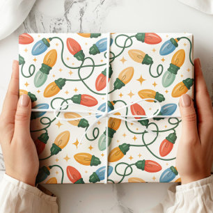 Papel De Regalo Coloridas luces de Navidades retro
