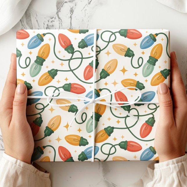 Papel De Regalo Coloridas luces de Navidades retro (Subido por el creador)