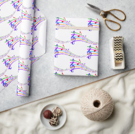 Papel De Regalo Coloridas notas musicales del arcoiris