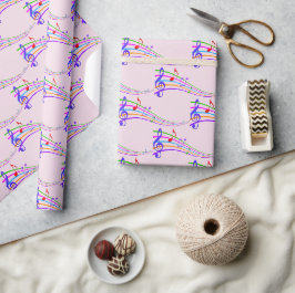 Papel De Regalo Coloridas notas musicales del arcoiris
