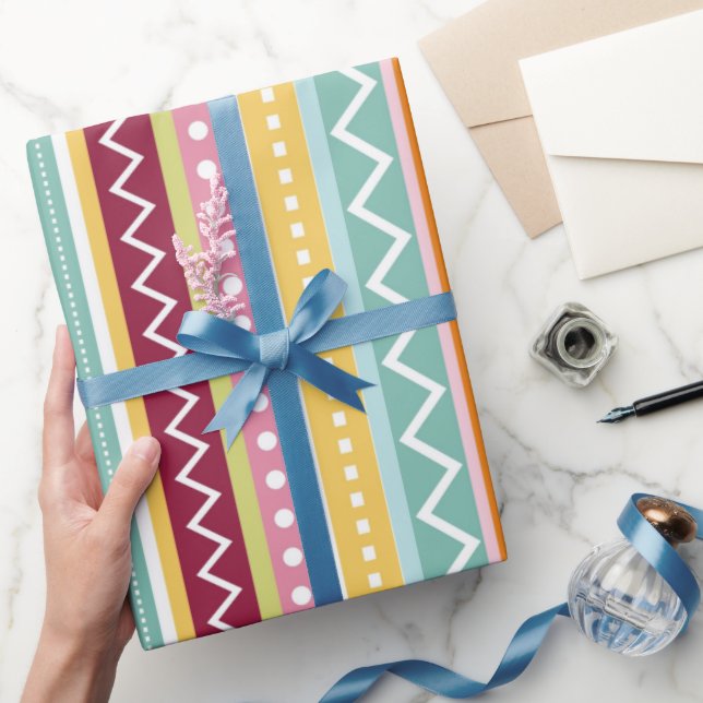 Papel De Regalo Colorido a rayas (Regalar)