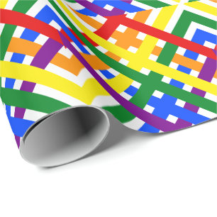 Papel De Regalo Colorido arcoiris cruza franjas cumpleaños