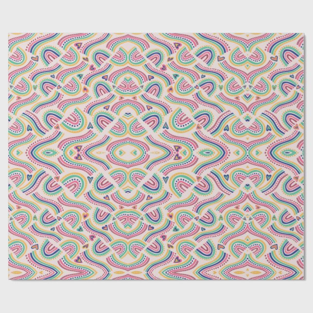 Papel de regalo colorido con patrón de arcoíris (Superficie plana)