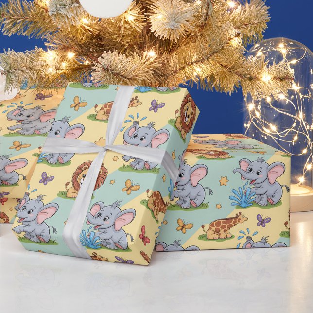Papel de regalo colorido con temática animal (Subido por el creador)