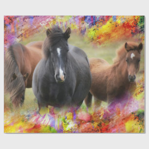 Papel De Regalo Colorido de caballos