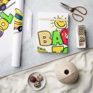 Papel De Regalo Colorido de vuelta al diseño de Personalizados esc