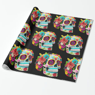 Papel De Regalo Colorido Día de la Calavera del Azúcar Muerto