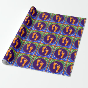 Papel De Regalo Colorido Diwali Rangoli con huella