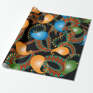 Papel De Regalo Colorido floral de origen étnico 3d Paisley sin fi