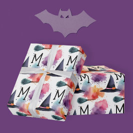 Papel De Regalo Colorido Gorra de brujas Broomstick Halloween Wate