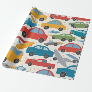 Papel De Regalo Colorido laberinto de coches de juguete
