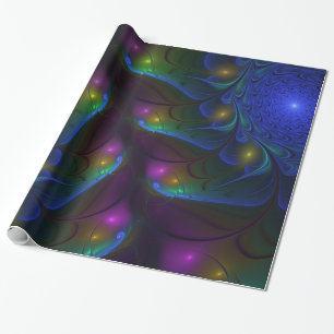 Papel De Regalo Colorido Luminoso Abstracto Moderno Trippy Fractal