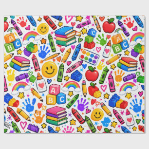 Papel de regalo colorido para el aula de la maestr
