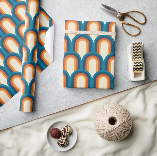 Papel De Regalo Colorido patrón arco iris retro (Artesanía)