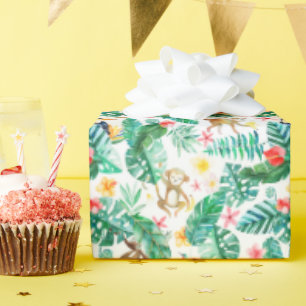 Papel De Regalo Colorido patrón de animales de la jungla tropical