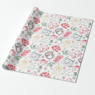 Papel De Regalo Colorido Patrón de estilo vintage de la navidad