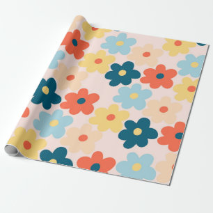 Papel De Regalo Colorido patrón de flor hippie retro