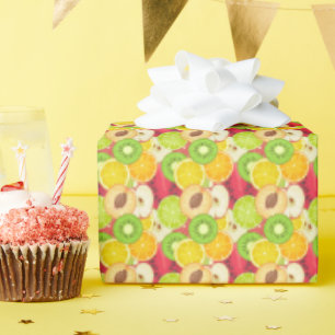 Papel De Regalo Colorido patrón de fruta divertida