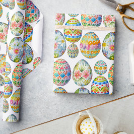 Papel De Regalo Colorido Patrón de Huevo Whimsical de Pascua