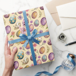 Papel De Regalo Colorido Patrón floral de primavera pastel de huev