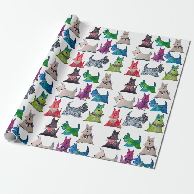 Papel de regalo colorido Scottie (Desenrollado)