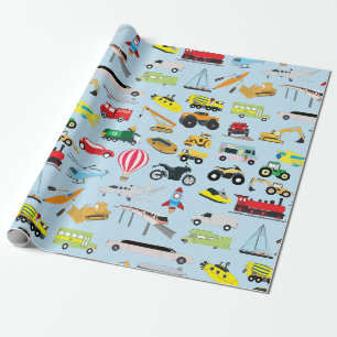 Papel De Regalo Colorido Tráfico y Vehículos