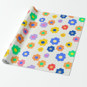 Papel De Regalo Colorido Y2K Patrón Indie De Flor Pequeña