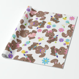 PAPEL DE REGALO COLORIDOS CHOCOLATE BUNNIES Y HUEVOS